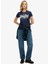 Yuvarlak Yaka Baskılı Lacivert Kadın T-Shirt W1011502A 1