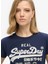 Yuvarlak Yaka Baskılı Lacivert Kadın T-Shirt W1011502A 2