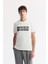 Erkek Ekru Bisiklet Yaka Hologram Baskılı İnterlok T-Shirt A51Y1092 1