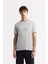 Erkek Açık Gri Bisiklet Yaka Baskılı Shoft Touch, Dökümlü, Rahat görünüm, Flamlı T-Shirt A51Y1106 1