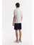 Erkek Açık Gri Bisiklet Yaka Baskılı Shoft Touch, Dökümlü, Rahat görünüm, Flamlı T-Shirt A51Y1106 4