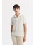 Erkek Ekru Apaj Yaka Jakarlı T-shirt A51Y1053 5