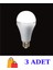 CATA-4229 Şarjlı Led Ampul 9 W Beyaz Işık 3 Adet 5