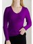 Kadın Mor V Yaka Triko Kazak 1