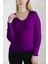 Kadın Mor V Yaka Triko Kazak 3