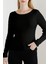 Kadın Siyah Kayık Yaka Triko Kazak 1