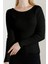 Kadın Siyah Kayık Yaka Triko Kazak 3