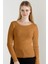 Kadın Kamel Kayık Yaka Triko Kazak 2