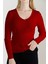 Kadın Kırmızı V Yaka Triko Kazak 1