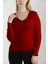 Kadın Kırmızı V Yaka Triko Kazak 3