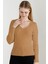 Kadın Kamel V Yaka Triko Kazak 2