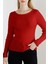 Kadın Kırmızı Kayık Yaka Triko Kazak 1