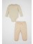 Kız Bebek 2'li Takım Twill Baskılı Uzun Kollu Çıtçıtlı Body Beli Lastikli Desenli Alt D4116A524WN 6