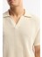 Erkek Bej %100 Pamuk Polo Yaka Düğmesiz Ajurlu Triko T-shirt A51y5166 2