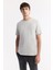 Erkek Gri Bisiklet Yaka Puff Print T-shirt A51y1004 5
