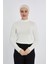 Manolyaşal Hafif Uzun Kollu Balıkçı Yakalı Organik Kadın Body - Ekru - L-XL 5