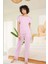 Aydoğan Kadın Mor %95 Lyocell %5 Elasthan Dantel Detaylı Pijama Takımı 2