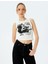 Baskılı Crop Slim Fit Bisiklet Yaka Kolsuz Atlet 1