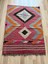 109X145 cm Geometrik Desenli El Dokuma Kilim, Anadolu Yün Kilim, Göz Motifi, Pembe Renk Bohem Stili Kilim 1