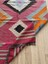 109X145 cm Geometrik Desenli El Dokuma Kilim, Anadolu Yün Kilim, Göz Motifi, Pembe Renk Bohem Stili Kilim 3