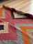 109X145 cm Geometrik Desenli El Dokuma Kilim, Anadolu Yün Kilim, Göz Motifi, Pembe Renk Bohem Stili Kilim 5