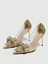 Lady Princess Gold Altın Şeffaf Nude Fiyonk Toka Taşlı 8 cm Ince Topuklu Düğün Nişan Abiye Ayakkabı 5
