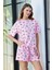 Aydoğan Kadın Yıldız Desenli %100 Pamuk Pembe Şort Pijama Takımı 1