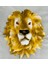 Dekoratif Aslan Kafası Duvar Dekorasyon Biblo Aslan Kral Biblo Duvara Monte 3D Aslan Kafası (40X40 Cm) | El Yapımı & El Boyaması 4