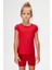 Açık Kırmızı Basic Kız Çocuk Sıfır Yaka Karpuz Kol Tişört 2