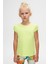 Neon Sarı Basic Kız Çocuk Sıfır Yaka Karpuz Kol Tişört 2