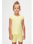 Açık Sarı Basic Kız Çocuk Sıfır Yaka Karpuz Kol Tişört 2