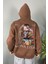Mona Lisa Baskılı Oversize Cepli Kapüşonlu Sweatshirt 2