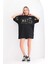 Bisiklet Yaka Baskılı Oversize T-Shirt - Siyah 1
