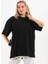 Bisiklet Yaka 20/1 Düz Oversize T-Shirt - Siyah 1