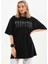 Unisex Taş Desenli Oversize T-Shirt - Siyah 1