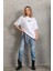 Unisex Baskılı Oversize T-Shirt - Beyaz 4