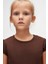 Kahverengi Basic Kız Çocuk Sıfır Yaka Karpuz Kol Tişört 3