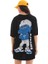 Bisiklet Yaka Baskılı Oversize T-Shirt - Siyah 2