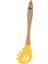 Ahşap Saplı Ucu Silikon Makarna Kepçesi Isıya Dayanıklı Yanmaz Yapışmaz Spagetti Kaşığı 29 cm Sarı 1