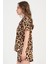 Kadın Kısa Kol Gömlek Yaka Önden Düğmeli Leopar Şortlu Pijama Takım C3T0N1O904 3