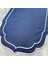 Lacivert Renkli Beyaz Çift Sargı Nakışlı 40 x 140 cm Keten Efektli Runner 2