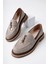 Loressa Model Kahverengi Keten Kadın Loafer Günlük Ayakkabı 1