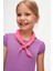 Açık Mor Basic Kız Çocuk Sıfır Yaka Karpuz Kol Tişört 2