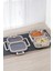 Bento 2 Bölmeli Taşınabilir Paslanmaz Çelik Yemek Kabı Termosu Lunch Box Dikdörtgen Bej 1000ML 1