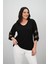 Kadın Büyük Beden Yarasa Kol Tül Detaylı Bluz 1901-25 5
