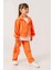 Çiçek Işleme Keten Renkli Kargo Cepli Kız Çocuk 3 lü takım - Oranj 4