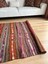 4x5 Handwoven Turkish Kilim, Purple Striped Pattern With Pıtrak Motif, Vintage Wool Carpet, Boho Style Area Rug For Living Room Or Kitchen 4