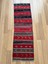 45X145 cm Siyah Kırmızı Çizgili Kilim, Bohem Stil Vintage Türk Kilimi, Şık Dekoratif Kilim, Antika Ev Hediyesi 1