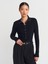 Kadın Dik Yaka Çıtçıtlı Triko Siyah Kazak - 10686 1