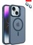 iPhone 15 Kılıf Stantlı Kılıf Lens Korumalı Kılıf Mat Magsafe Özellikli Kılıf - Lacivert 1